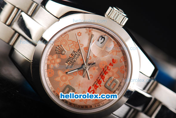 Rolex Datejust Oyster Perpetual Automatic Movement Full Steel with Flower Pattern Dial-Lady Size - Click Image to Close
